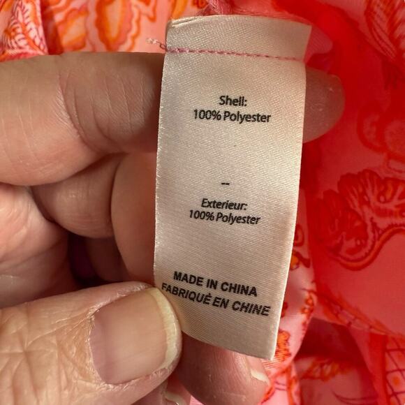 Cinq a Sept Kay Ruffle Midi Dress English Rose Pink Orange Floral Sz 6 Fairycore - Picture 9 of 13